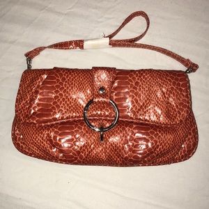 Orange crocodile material mini purse